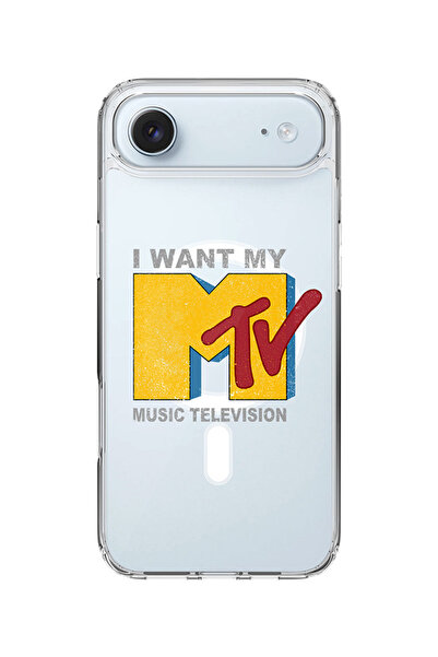 Stylizedd جراب MagSafe كلاسيكي شفاف لجهاز iPhone Air، غطاء شفاف ناعم هجين - أريد جهاز MTV الخاص بي