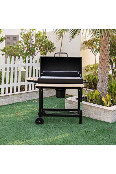 Danube Home Inferno Elite Series BBQ Grill - Black - Premium Steel & Wood Out...