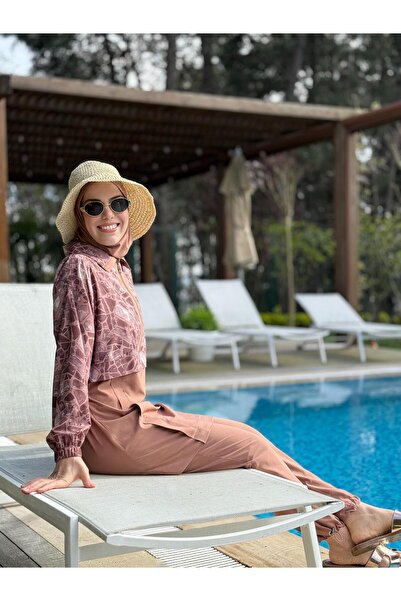 Moodbasic Taş Desenli Tesettür Mayo SW36.304 - Mocha