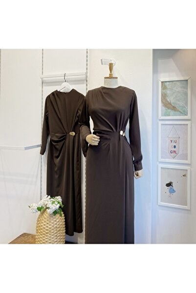 Faya Boutique Acı Kahve Toka Detaylı Elbise