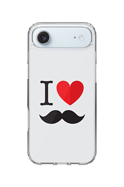 Stylizedd جراب MagSafe كلاسيكي شفاف لهاتف iPhone Air، غطاء شفاف ناعم هجين - I Love Moustashe