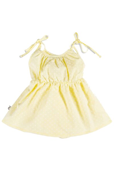 Ozmoz By Mukadder Özden 100% Cotton Self-Tie Straps Yellow Summer Baby Girl Dress