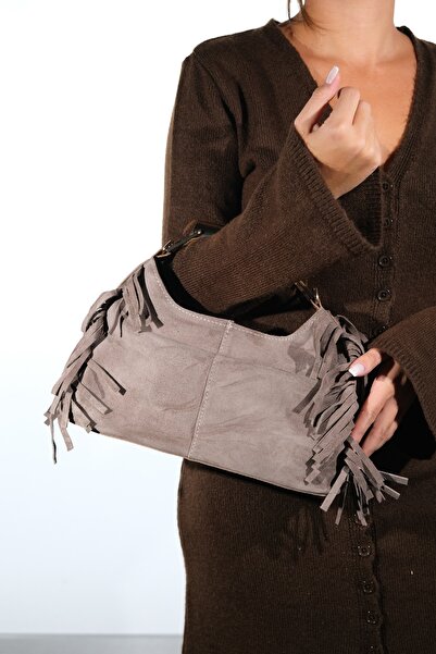 LuviShoes Astren Mink Suede Genuine Leather Tassel Women's Shoulder Bag