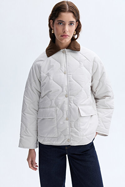 Mudo Velvet Collar Quilted Coat Jacket