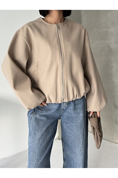 BEJNA Γυναικείο μπουφάν μπεζ κασετένιο μπουφάν