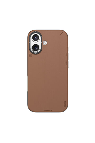 Youngkit iPhone 17 Uyumlu Kılıf M-safe Şarjlı Basit Mat Deri Desenli Tech Fas...