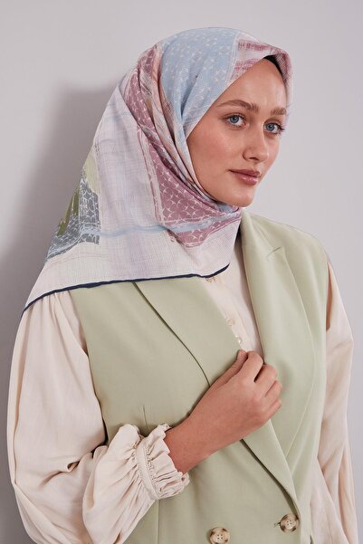 Levidor Βαμβακερό κασκόλ με έθνικ σχέδιο σε μπλε ναυτικό χρώμα