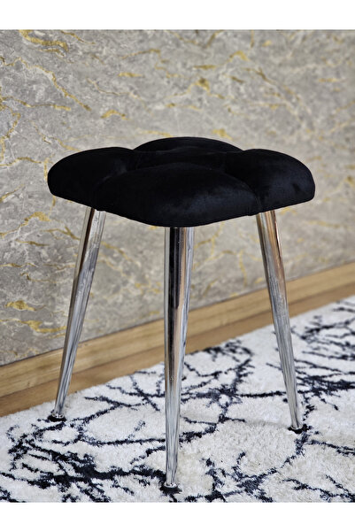 ZAFİR Kare Krom Kaplama Konik Ayaklı Tabure - Oturak - Bar Taburesi - Ayaklı Tabure