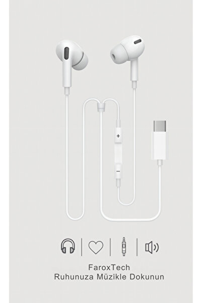 FaroxTech İphone 15-iphone 16-iphone 15 Pro-iphone 16 Pro-pro Max Uyumlu Kulaklık Type-C Uyumlu Tüm Modeller