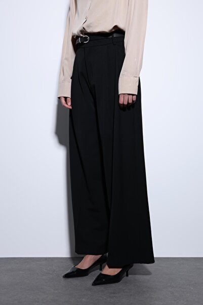 Antioch Black Pleated Palazzo Women's Trousers