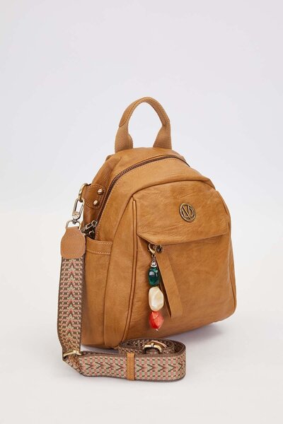Levidor Coffee Stone Charm Detailed Shoulder Bag