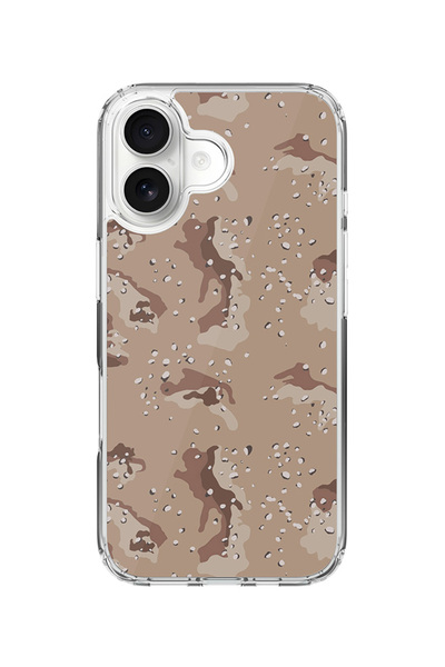Stylizedd جراب MagSafe كلاسيكي شفاف لهاتف iPhone 17، غطاء شفاف هجين - طباعة Desert Storm Camo كاملة