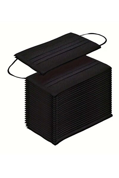 YASHFEEN مجموعة من 100 كمامة طبية للاستخدام مرة واحدة عالية الجودة بثلاث طبقات - لون أسود (عبوة من قطعتين)