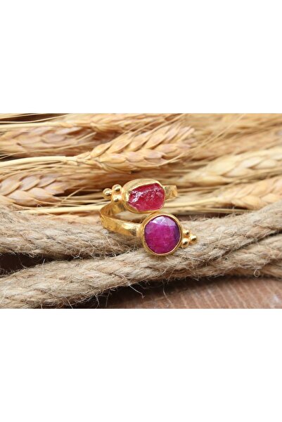 alpsilverart 925 Ayar Gümüş Doğal Yakut Taşlı El İşi Yüzük | Zarif Kadın Takı