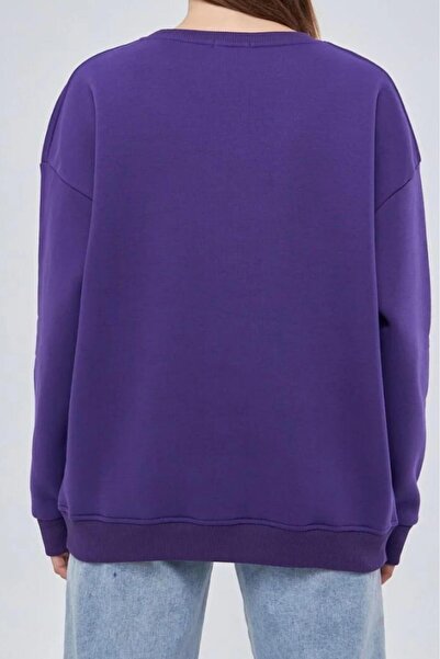 NO 601 Γυναικείο μωβ μπλουζάκι χωρίς κουκούλα χωρίς σχέδιο