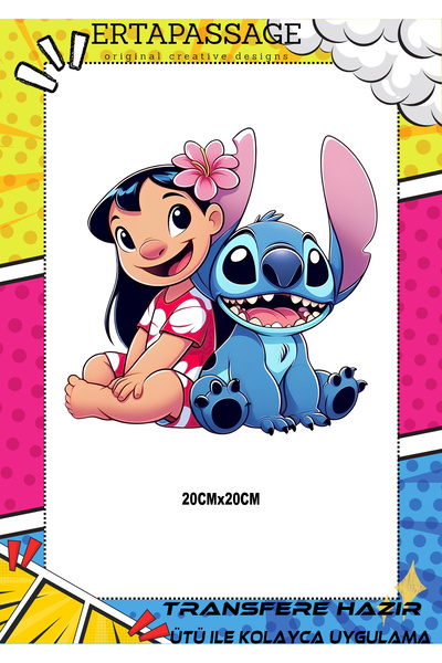 ErTaPassage Stitch Çocuk DTF Transfer Baskı – Ütüyle Yapışan – Tişört İçin Ko...