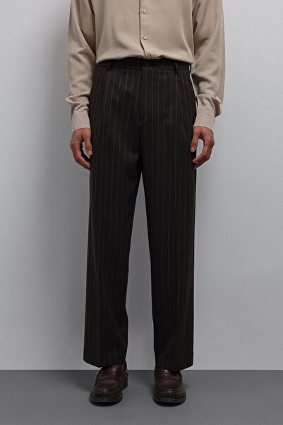 Antioch Coffee Relax Fit Striped Men's Trousers