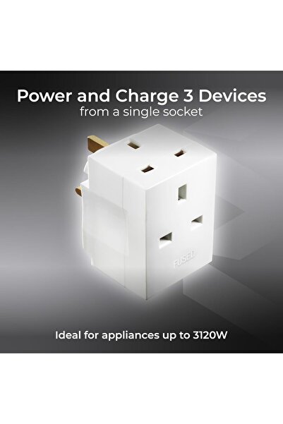 myga محول متعدد المقابس 3 في 1 مع ضوء مؤشر، أقصى حمل 13 أمبير، قابس طاقة 220-240 فولت
