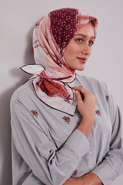 Levidor Black-Red Ethnic Pattern Cotton Scarf