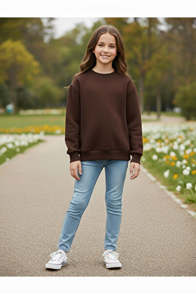 My Blog Braunes Kinder-Sweatshirt mit Rundhalsausschnitt