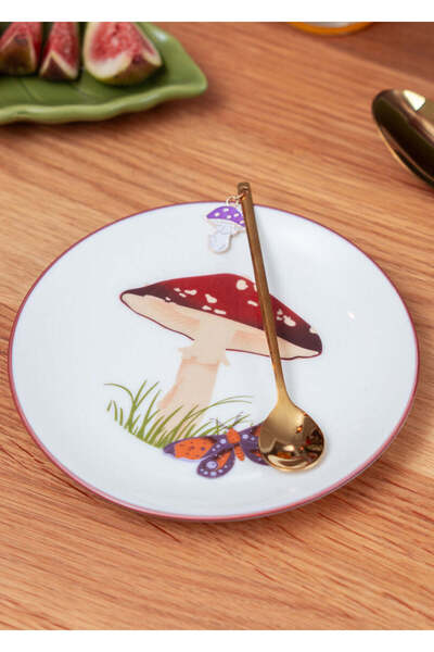 Flying Tiger Copenhagen Mantar Desenli Küçük Seramik Tabak