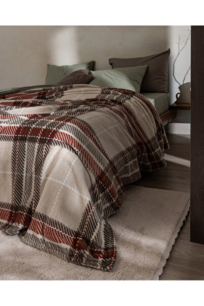 Madame Coco Antonin Double Welsoft Printed Blanket - Beige/Coffee