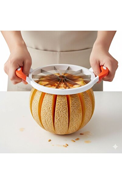 DAMMERUN Silikon Saplı Kavun Dilimleyici – Paslanmaz Çelik Meyve Kesici, Karpuz ve Kavun Doğrayıcı