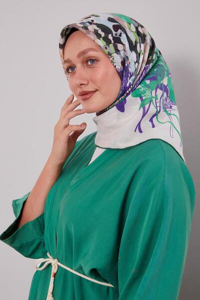 Levidor وشاح قطني بنمط الزهور المختلطة الزمردية