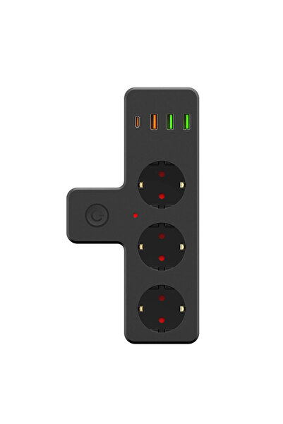 Epilons Ftr-12 مقاوم للحرارة مع حماية من التيار الحراري، مقبس ثلاثي، 3x USB، 1x Type-c