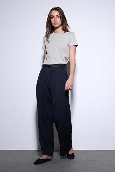 Antioch Navy Blue Pleated Palazzo Women's Trousers