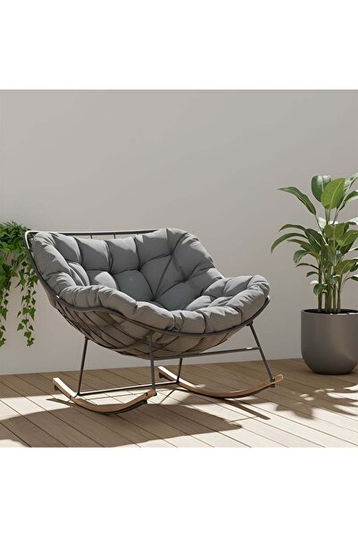 Danube Home Emily Rocking Chair, Steel Frame with Spun Polyester Cushion, 1 Year Warranty, Outdoor Balcony Set