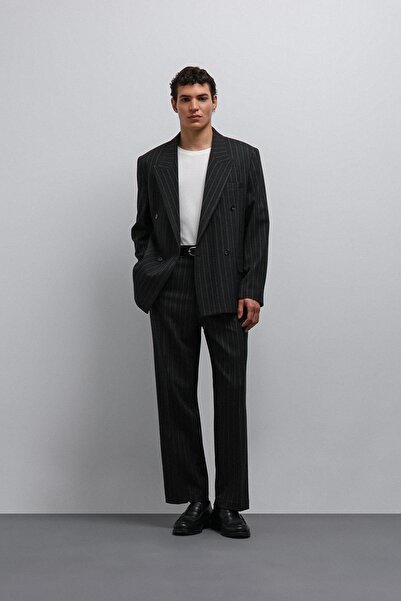 Antioch Black Relax Fit Striped Men's Trousers