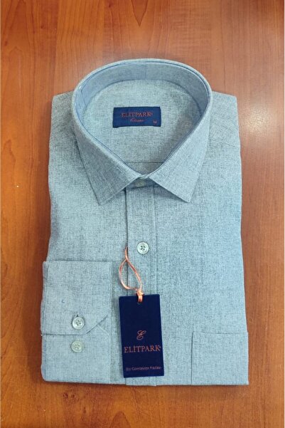 ELİTPARK GÖMLEK Güncüoğlu Long Sleeve Pocketed Solid Color Winter Men's Shirt