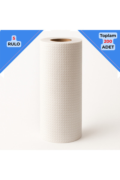 Fabemax 120 Adet Rulo Çok Amaçlı Temizlik Bezi Extra Dayanıklı Extra Emici Kullan Kullan At Beyaz Bez