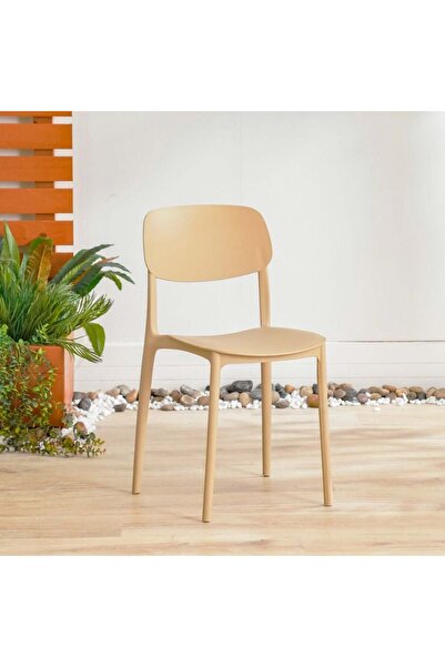 Danube Home كرسي أوبل الخارجي - كرسي فناء أنيق باللون البيج، مريح ومتين، مثالي للحياة الخارجية