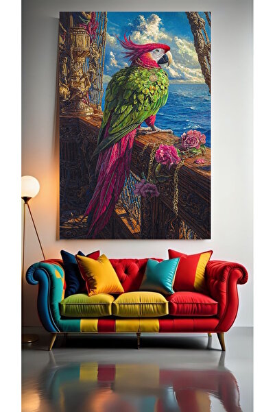 özkacar PAPAGAL COLORAT 1 Tablou pe pânză pentru decorarea casei, perete, sal...