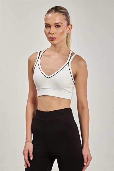 BARRELS AND OIL Women's Bustier with Cross Straps on the Back - White