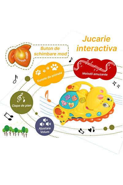 RCO Jucarie interactiva muzicala cu functii si lumini, Dinozaur RCO, 14 x 14 cm, +12 luni, WW7007-A