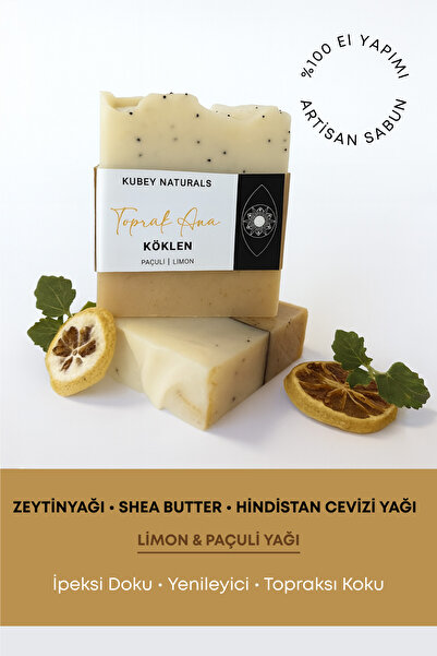 KÖKLEN – Toprak Ana – Zeytinyağlı El Yapımı Aromaterapi Sabunu – Paçuli & Limon – 100 gr