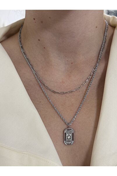 KİLİGİSTANBUL ÇELİK 2'Lİ KUZEY KOLYE 35 ve 45 cm