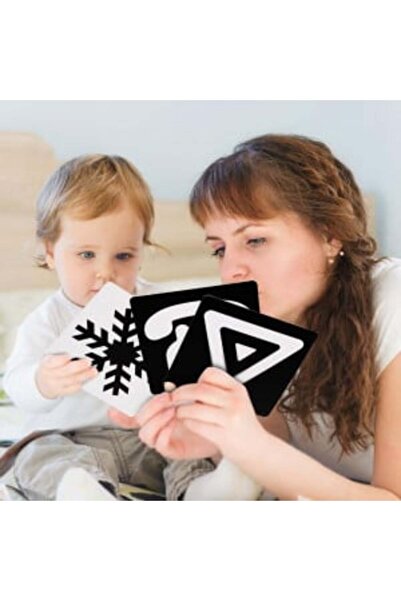 Picodino Set 40 de imagini de stimulare vizuală și cognitivă pentru bebeluși, cărți alb-negru, 0-3 luni