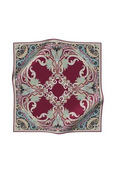 Vissona Tivil Silk Scarf 60777 - 9 - 0018 Burgundy Ethnic Pattern