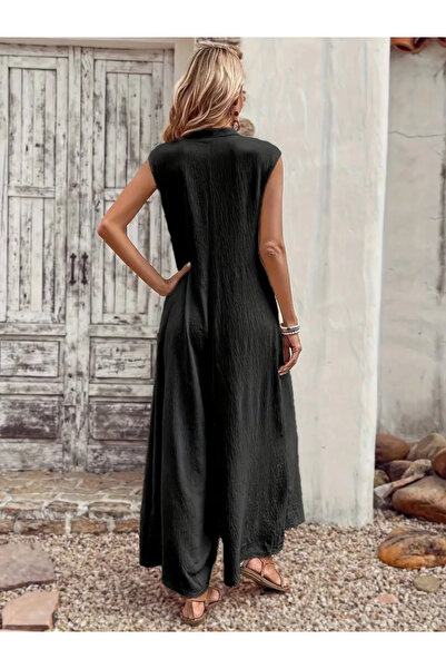 Wear Up Women's Short Sleeve Front Buttoned to the Leg Wide Pocket Long Wrap Jumpsuit