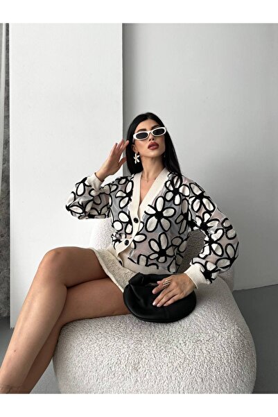 FioraWear Women's Transparent Buttoned Floral Patterned Blouse