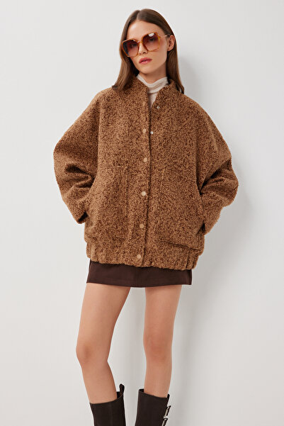 Lovelyİstanbul Оверсайз-жакет з кишенями LFG0159 КОРИЧНЕВИЙ