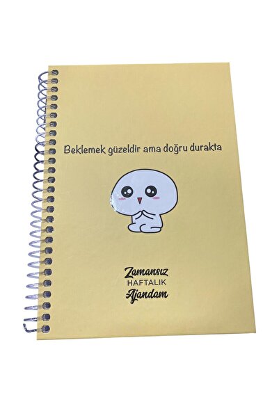 tüftürük Timeless Weekly Planner, Undated Agenda, Perpetual Planner, Spiral Hardcover with Stickers