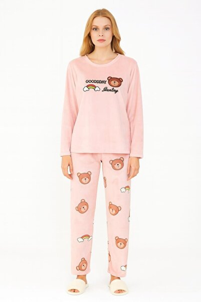 Pemilo Set de pijamale din catifea cu mâneci lungi pentru femei 13313-2253 SOMON