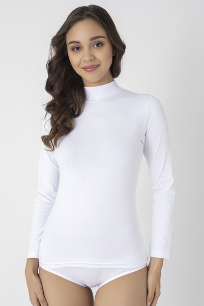 Miss Elit Cotton White Long Sleeve Turtleneck Body