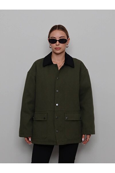 D'RECCY Women's Padded Velvet Collar Gabardine Parka Jacket