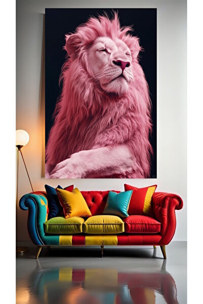 özkacar PEMBE ASLAN 3 Tablou pe pânză pentru decorarea casei, salonului, salo...